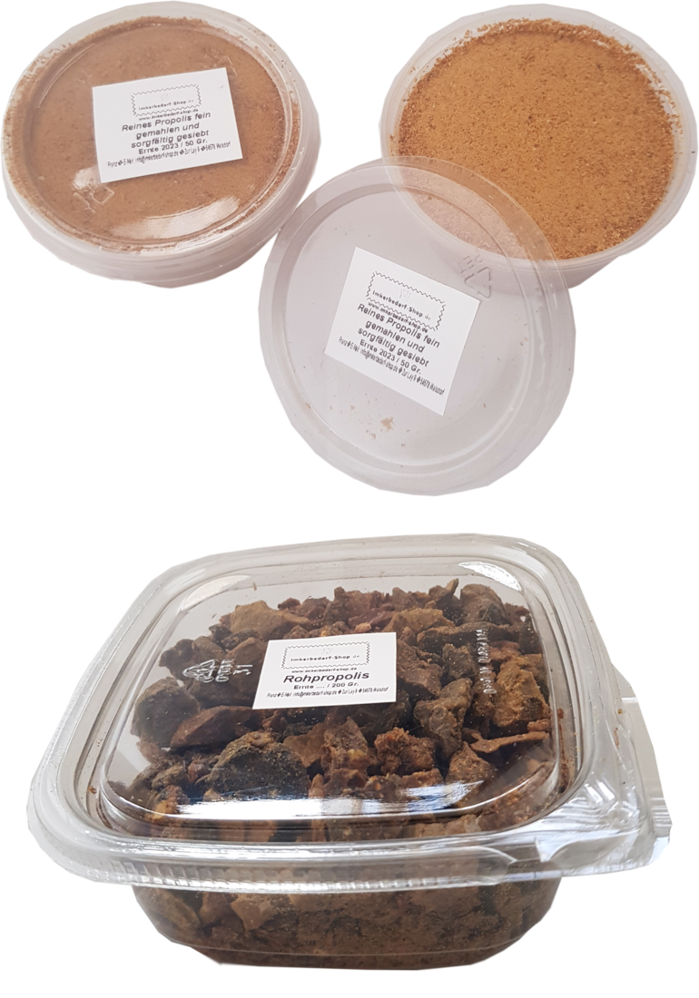 Rohpropolis und Propolis Pulver gereinigt.